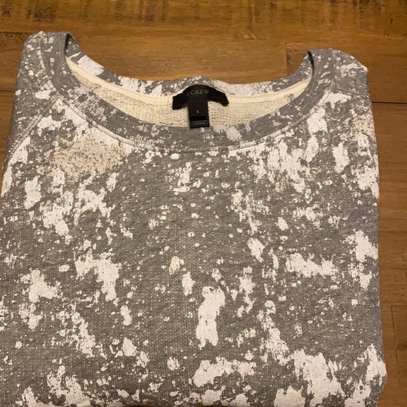 J Crew Grey Paint Splatter Crew Neck Pullover Sweater Sweatshirt Long - Picture 7 of 9
